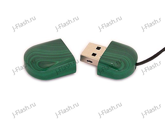 Открытая USB флешка из камня малахит