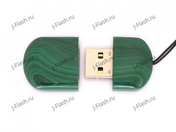 Открытая USB флешка из камня малахит: вид сверху