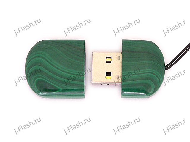 Открытая USB флешка из камня малахит: вид сверху