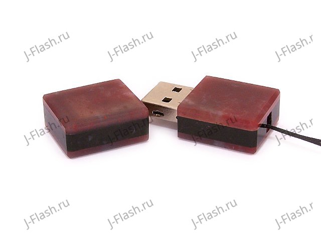 Открытая USB флешка из камня розовый кварц