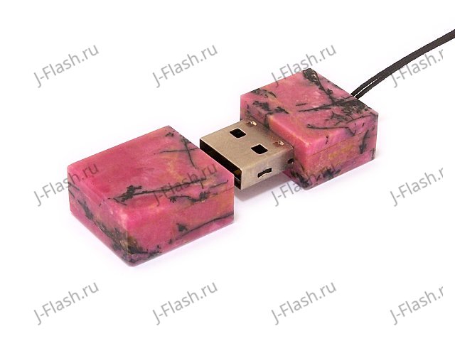 Открытая USB флешка из камня родонит
