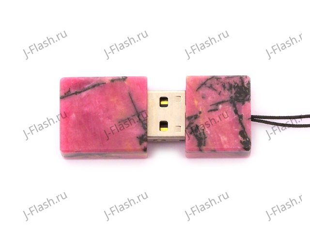 Открытая USB флешка из камня родонит: вид сверху