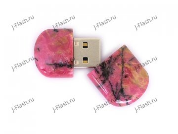 Открытая USB флешка из камня родонит: вид сверху