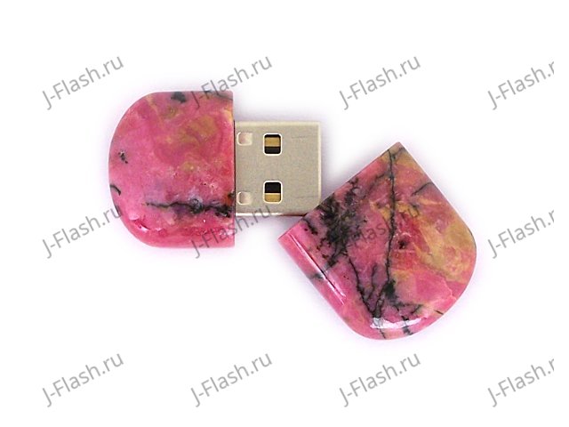 Открытая USB флешка из камня родонит: вид сверху