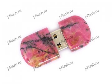 Открытая USB флешка из камня родонит: вид сверху