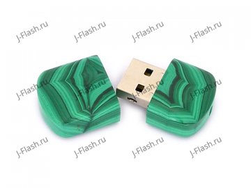 Открытая USB флешка из камня малахит