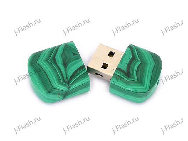 Открытая USB флешка из камня малахит