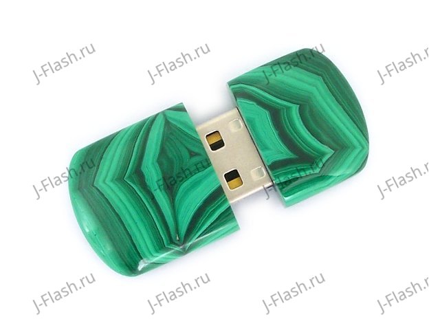 Открытая USB флешка из камня малахит: вид сверху