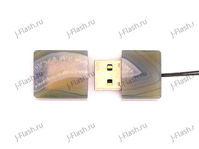 Открытая USB флешка из камня агат: вид сверху