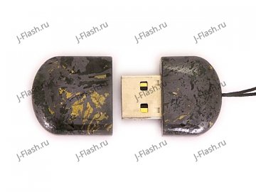 Открытая USB флешка из камня гематит: вид сверху