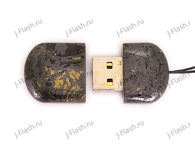 Открытая USB флешка из камня гематит: вид сверху
