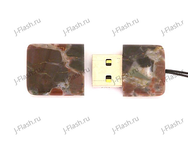 Открытая USB флешка из камня яшма: вид сверху