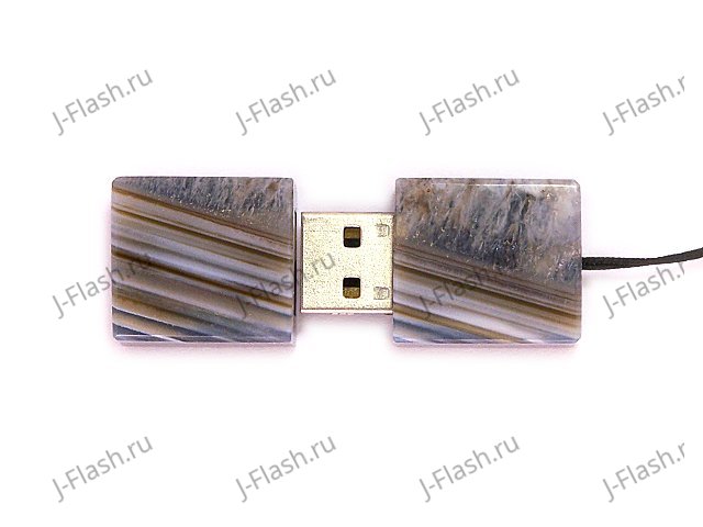 USB флешка из узорчатого агата с включениями кварца: вид сверху