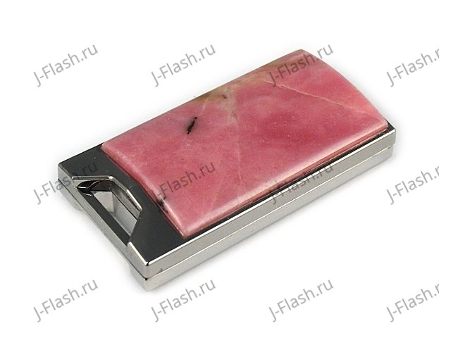 Флешка в металлическом корпусе с родонитом: общий вид