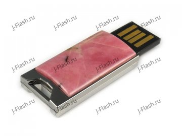 Флешка в металлическом корпусе с родонитом: USB разъем выдвинут