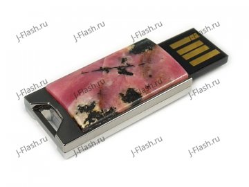 Флешка в металлическом корпусе с родонитом: USB разъем выдвинут