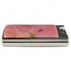 Флешка в металлическом корпусе с родонитом: вид сбоку