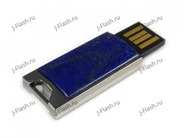 Флешка в металлическом корпусе с лазуритом: USB разъем выдвинут