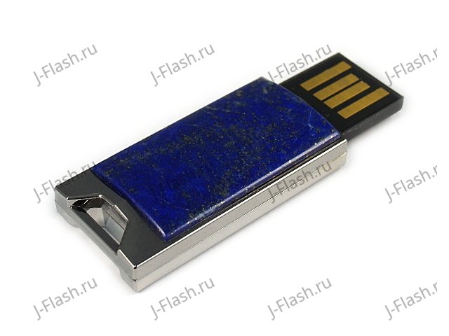 Флешка в металлическом корпусе с лазуритом: USB разъем выдвинут