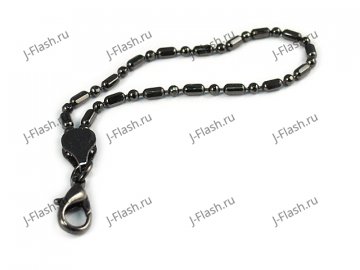 Флешка в металлическом корпусе с лазуритом: ремешок с карабином