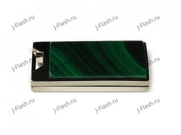 Флешка в металлическом корпусе с малахитом: вид сбоку