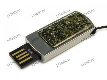 Сувенирная флешка в металлическом корпусе со змеевиком: USB разъем выдвинут