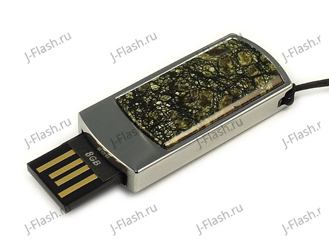 Сувенирная флешка в металлическом корпусе со змеевиком: USB разъем выдвинут