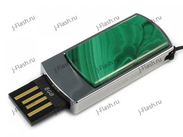 Сувенирная флешка с малахитом: USB разъем выдвинут