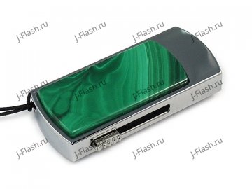 Флешка в металлическом корпусе с малахитом: надежный фиксатор