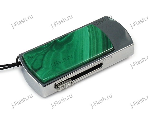 Флешка в металлическом корпусе с малахитом: надежный фиксатор
