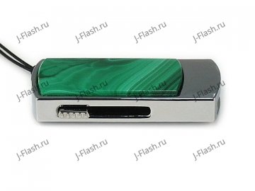 Промо-флешка в металлическом корпусе с малахитом: вид сбоку