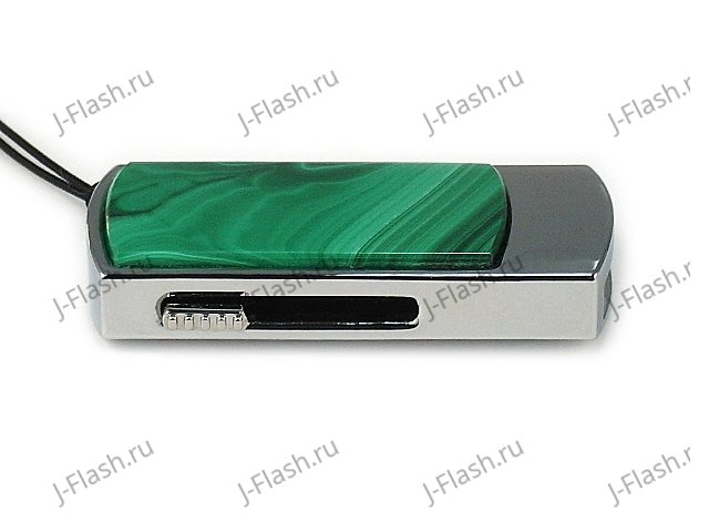 Промо-флешка в металлическом корпусе с малахитом: вид сбоку