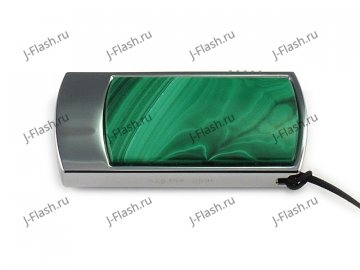 Флешка в металлическом корпусе с малахитом: вид сверху