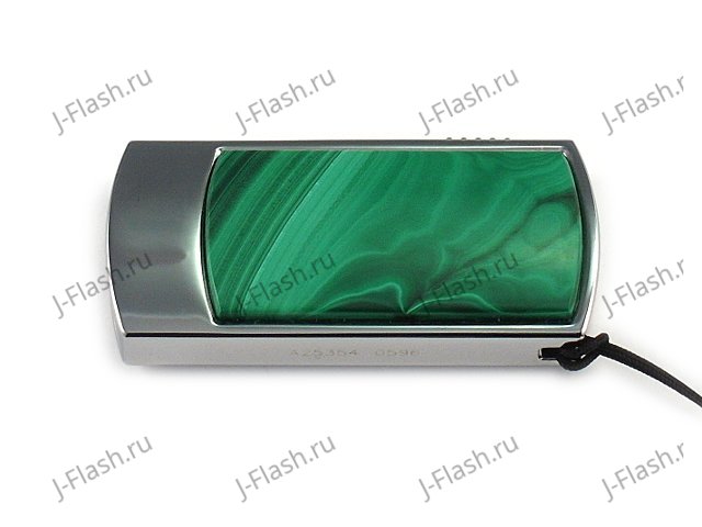 Флешка в металлическом корпусе с малахитом: вид сверху