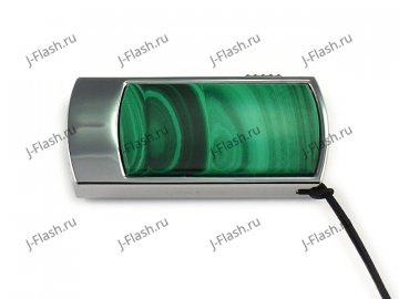 Флешка в металлическом корпусе с малахитом: вид сверху