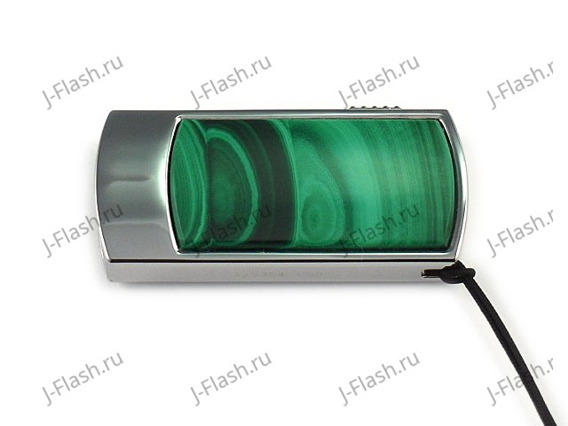 Флешка в металлическом корпусе с малахитом: вид сверху