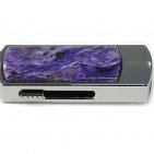 Промо-флешка в металлическом корпусе с вставкой из чароита: вид сбоку