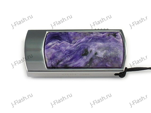 Флешка в металлическом корпусе с вставкой из чароита: вид сверху