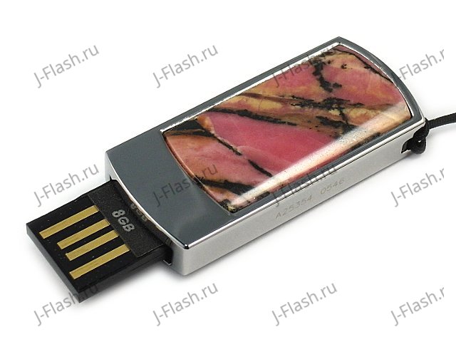 Подарочная флешка с камнем родонит: USB разъем выдвинут