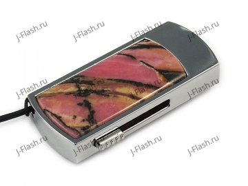 Флешка в металлическом корпусе с камнем родонит: надежный фиксатор