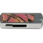 Промо-флешка в металлическом корпусе с камнем родонит: вид сбоку