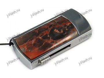 Флешка в металлическом корпусе с уральской яшмой: надежный фиксатор