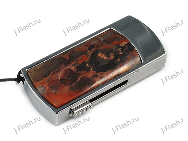 Флешка в металлическом корпусе с уральской яшмой: надежный фиксатор