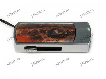 Промо-флешка в металлическом корпусе с уральской яшмой: вид сбоку