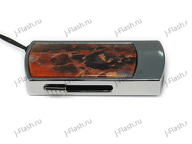 Промо-флешка в металлическом корпусе с уральской яшмой: вид сбоку