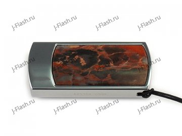 Флешка в металлическом корпусе с уральской яшмой: вид сверху