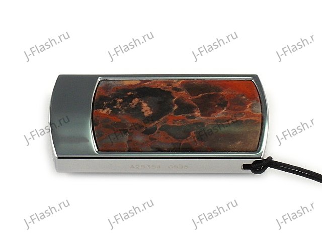 Флешка в металлическом корпусе с уральской яшмой: вид сверху