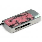 Флешка в металлическом корпусе с камнем родонит: надежный фиксатор