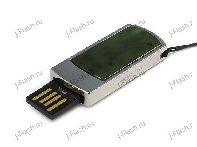 Сувенирная флешка с камнем нефрит: USB разъем выдвинут