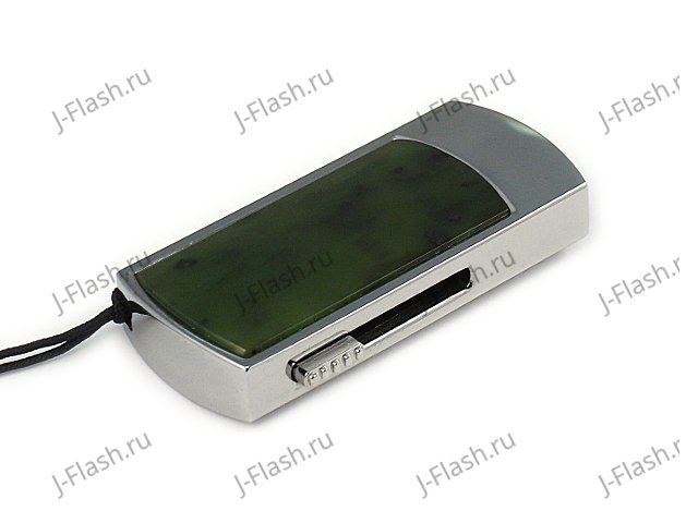 Флешка в металлическом корпусе с камнем нефрит: надежный фиксатор